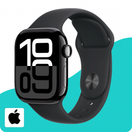 Apple Watch Series 10 GPS 42mm Jet Black Aluminum Case with Black Sport Band - S/M